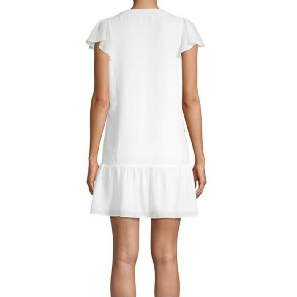 NEW Parker Small Ruffled Flutter Sleeve Dress in Pearl